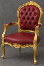 Fauteuil cabriolet Style Louis XV en bois brut et lin vert clair avec galon assorti - LES MEUBLES DOBOIS