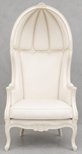 Fauteuil Carrosse Louis XV ivoire avec bois blanc