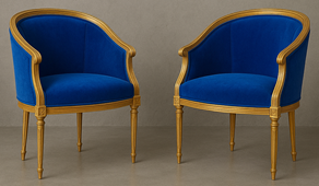 Fauteuil Club Louis XVI de style ancien en bois massif - Meubles DOBOIS