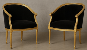 Fauteuil Louis XVI Club en bois sculpté et tissu haut de gamme - Meubles DOBOIS