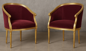 Fauteuil Club Louis XVI en hêtre sculpté avec assise confortable - Meubles DOBOIS