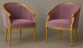 Fauteuil Club de style Louis XVI en bois massif et tapisserie - Meubles DOBOIS