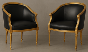 Fauteuil Club Louis XVI en bois massif et velours - Meubles DOBOIS