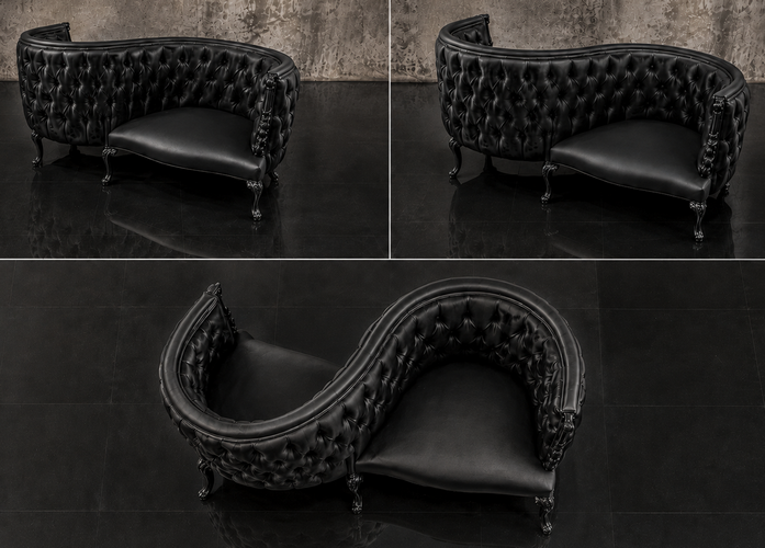 Fauteuil confident 2 places style baroque cuir dossier travaillé Meubles Dobois