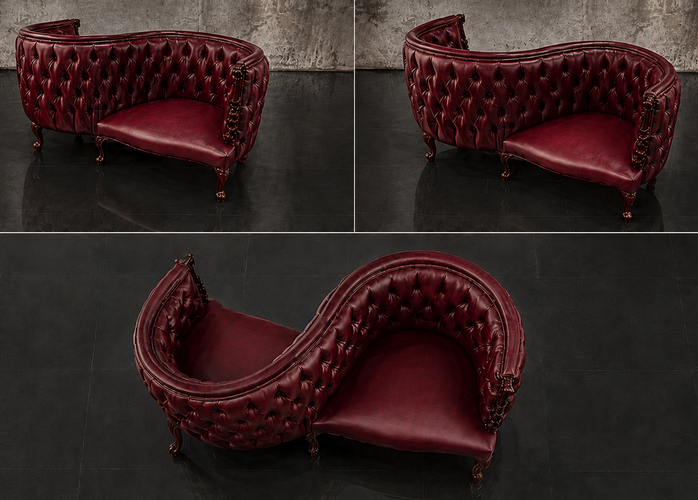 Fauteuil confident 2 places Louis XV cuir sculpté élégant Meubles Dobois