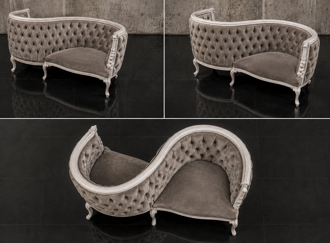Fauteuil confident 2 places Louis XV dossier galbé sculpté Meubles Dobois
