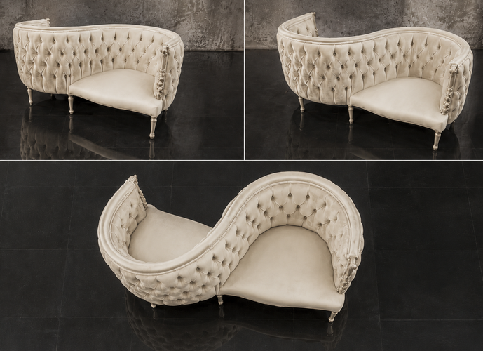 Fauteuil confident 2 places baroque en cuir capitonné Meubles Dobois