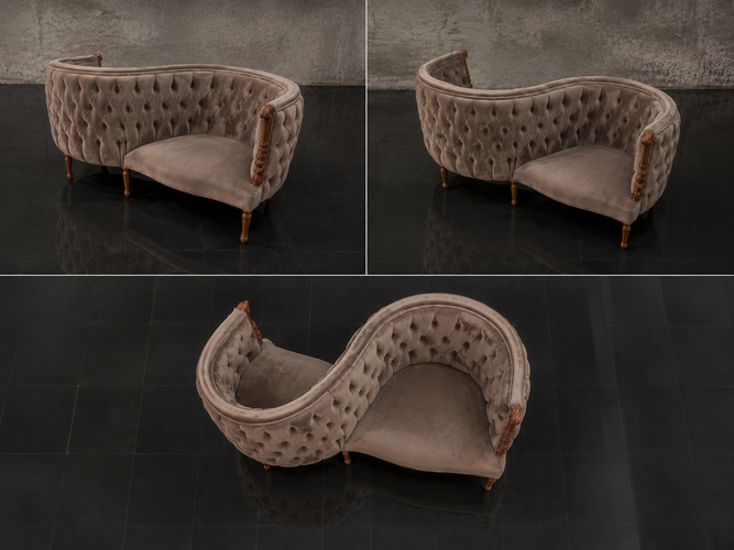 Fauteuil confident 2 places style baroque assise capitonnée luxueuse Meubles Dobois