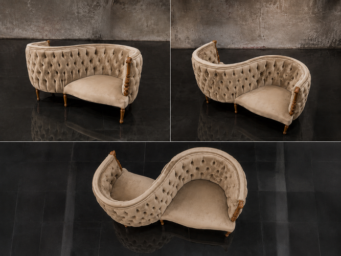 Fauteuil confident 2 places Louis XVI tissu uni raffiné Meubles Dobois