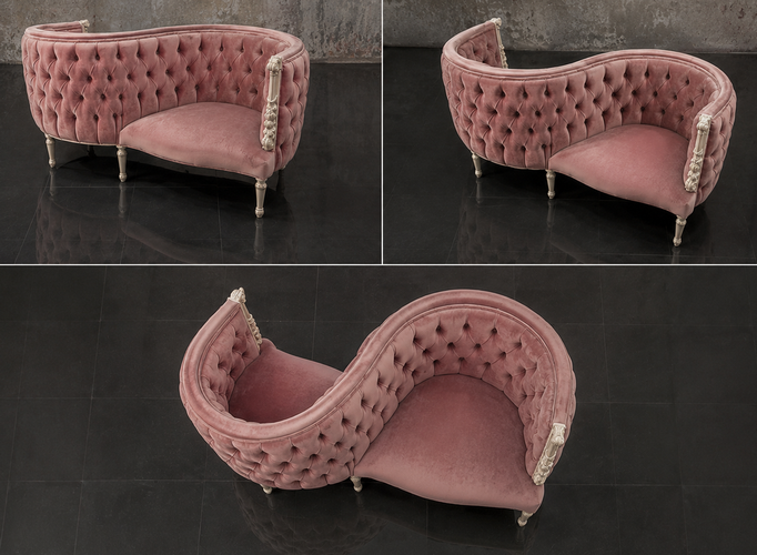 Fauteuil confident 2 places style baroque accoudoirs dorés Meubles Dobois