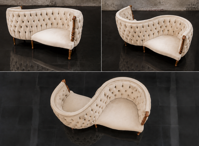 Fauteuil confident 2 places Louis XVI bois sculpté clair Meubles Dobois