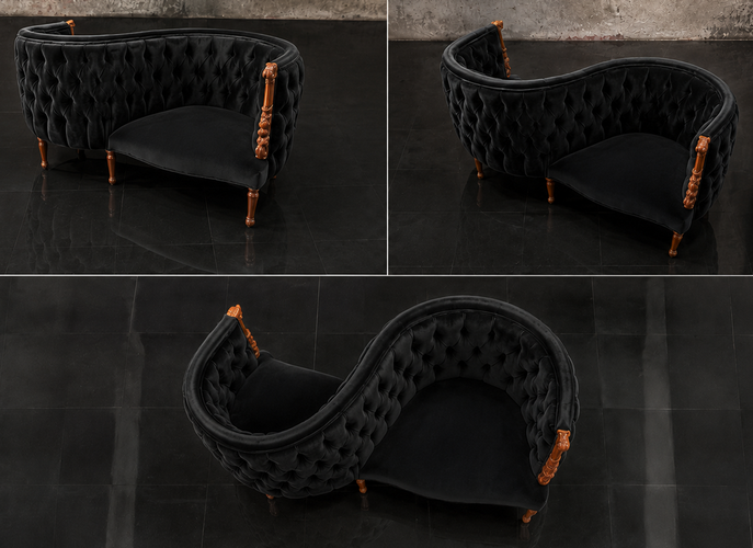 Fauteuil confident 2 places style baroque dossier sculpté raffiné Meubles Dobois