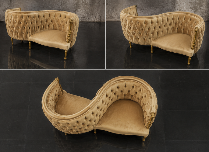 Fauteuil confident 2 places Louis XVI ou baroque assise tissu Meubles Dobois