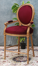 Fauteuil médaillon de bar Louis XVI finition patine artisanale Meubles Dobois