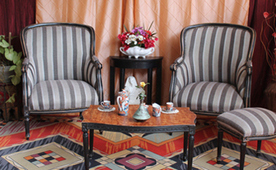 Fauteuil gondole Louis XVI en tissu classique - Meubles DOBOIS