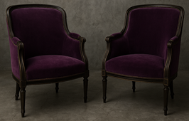 Fauteuil gondole Louis XVI en velours de luxe - Meubles DOBOIS