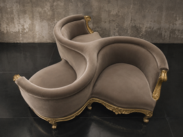 Fauteuil Indiscret baroque style Louis XV feuillage sculpté - Meubles Dobois