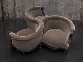 Fauteuil Indiscret 3 places style Louis XV tissu personnalisé - Les Meubles Dobois