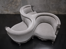 Fauteuil Indiscret baroque style Louis XV bois sculpté main - Meubles Dobois