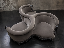 Fauteuil Indiscret 3 places style Louis XV détail dossier - Les Meubles Dobois