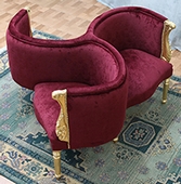 Fauteuil indiscret 3 places style baroque velours capitonné MEUBLES DOBOIS