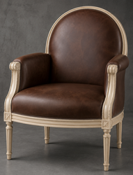 Fauteuil de salon Médaillon capitonné en velours rose fuchsia et bois argenté - LES MEUBLES DOBOIS
