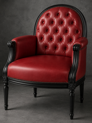 Fauteuil de salon Médaillon en tissu bleu électrique et bois doré à la feuille - LES MEUBLES DOBOIS