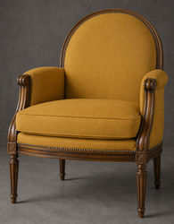 Fauteuil bergère Médaillon Louis XVI en tissu bordeaux et bois laqué crème - LES MEUBLES DOBOIS