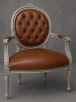 Fauteuil Médaillon Fleurette à dossier ovale STYLE LOUIS XVI - LES MEUBLES DOBOIS
