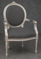Fauteuil Médaillon Fleurette en bois sculpté STYLE LOUIS XVI - LES MEUBLES DOBOIS