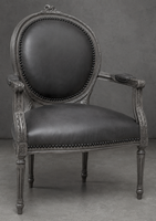 Chaise avec accoudoirs Médaillon Fleurette sculptée - LES MEUBLES DOBOIS