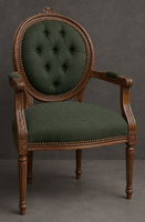 Fauteuil de salon Médaillon Fleurette sculpté - LES MEUBLES DOBOIS