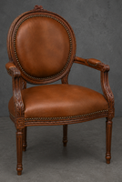 Chaise Médaillon Fleurette avec accoudoirs - LES MEUBLES DOBOIS