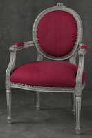 Fauteuil Médaillon Fleurette en bois sculpté STYLE LOUIS XVI - LES MEUBLES DOBOIS