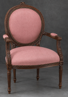 Chaise avec accoudoirs Médaillon Fleurette - LES MEUBLES DOBOIS