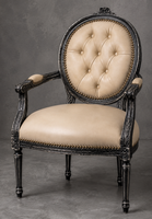 Fauteuil Médaillon Fleurette à dossier ovale STYLE LOUIS XVI - LES MEUBLES DOBOIS