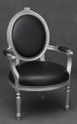 Chaise avec accoudoirs Médaillon Louis XVI, velours fuchsia capitonné et bois naturel – LES MEUBLES DOBOIS