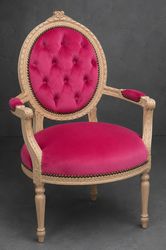 Fauteuil Médaillon baroque Louis XVI, velours vert clair et bois noir – LES MEUBLES DOBOIS