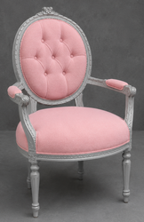Grand fauteuil Médaillon style Louis XVI, cuir caramel capitonné et bois gris foncé – LES MEUBLES DOBOIS