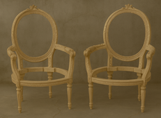 fauteuils médaillon style Louis XVI velours ivoire MEUBLES DOBOIS