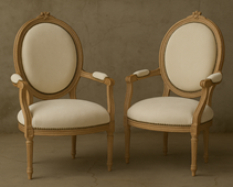 fauteuils médaillon style Louis XVI velours noir MEUBLES DOBOIS