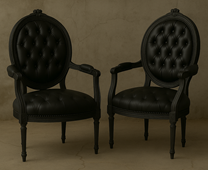 fauteuils médaillon style Louis XVI velours crème MEUBLES DOBOIS