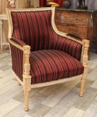 Fauteuil Empire en velours vert impérial et bois doré - Meubles DOBOIS