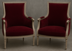 Fauteuil Empire en velours bleu roi et bois doré - Meubles DOBOIS