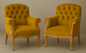 Fauteuil Pompadour Louis XV cuir marron foncé classique LES MEUBLES DOBOIS