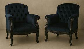 Fauteuil Pompadour Louis XV velours gris anthracite LES MEUBLES DOBOIS