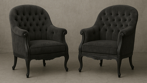 Fauteuil baroque Louis XV en velours noir et bois sculpté ancien LES MEUBLES DOBOIS