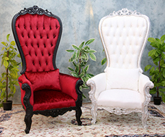 Fauteuil Trône Baroque doré sculpté main - Meubles Dobois fabrication sur mesure