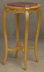 Guéridon ancien Louis XV en bois doré sculpté avec marbre noir veiné - Meubles Dobois