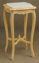 Petit guéridon Louis XV rond en bois massif doré et plateau marbre blanc - Meubles Dobois